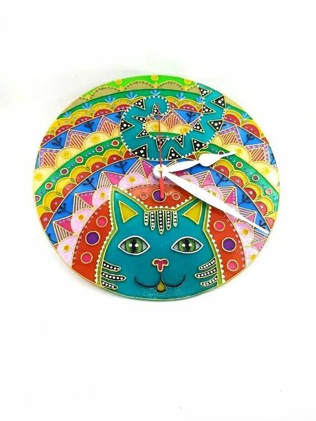 "Kitty" Stained-Glass Style Clock