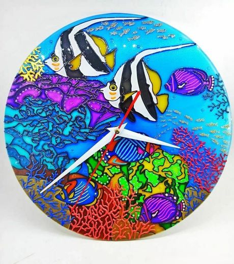 "Underwater World" Stained-Glass Style Clock