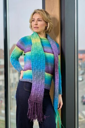 Schal und Pulli mit Raglan von oben im Farbverlauf