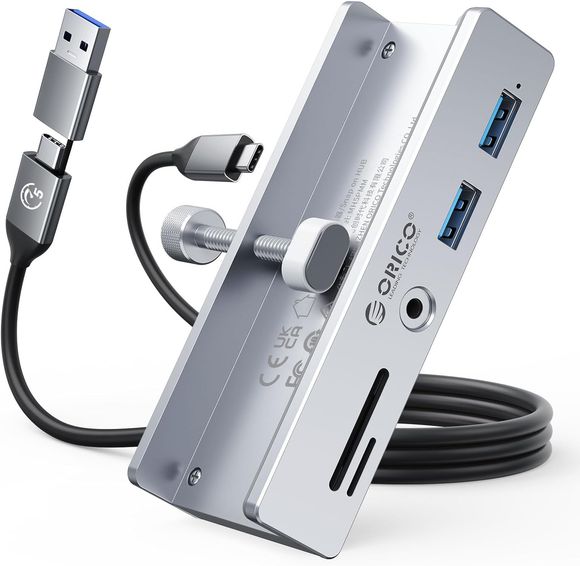 ORICO Hub USB 3.0, Hub USB a pinza con lettore di schede SD/TF