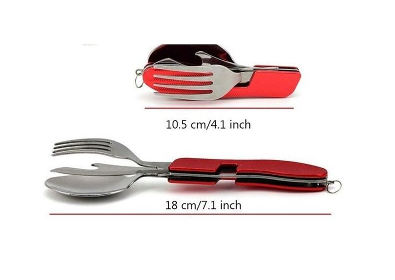 Stoviglie multifunzione per esterni in acciaio inossidabile con utensili staccabili