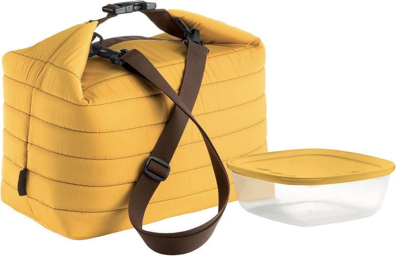 Guzzini Borsa Termica Grande con Tracolla On The Go, Ocra, Borsa 30 x 18 x h30 cm, Contenitore 