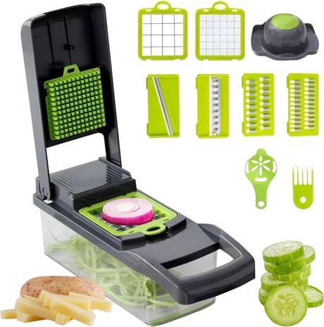 Taglia Verdure Professionale, Mandolina per Verdure Affetta Verdure, 14 in1 Multifunzione