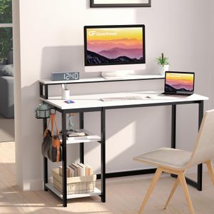 Scrivania da Ufficio e Gaming con Supporto Monitor, Tavolo Computer 100 cm, Scaffali Reversibili