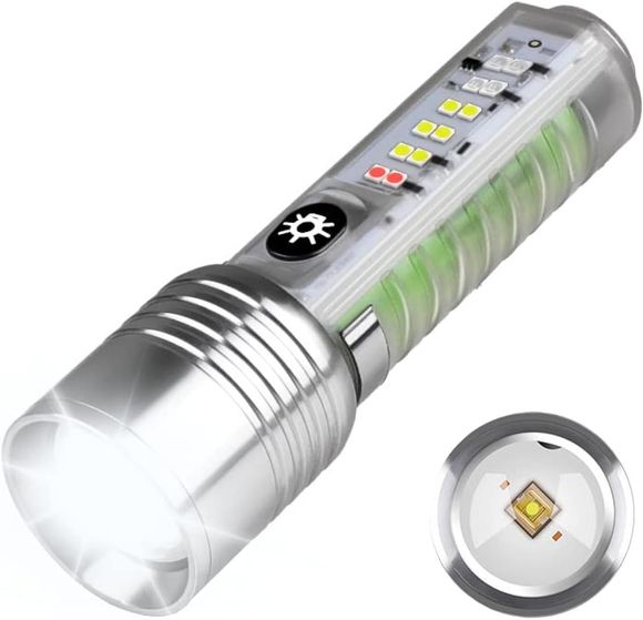 Torcia potente LED super luminosa ricaricabile 500000 Lumen con Rosso Blu UV Luce 