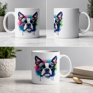 Water Color Boston Terrier Face Mug – Cute Art Cup