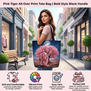 Pink Tiger All-Over Print Tote Bag | Bold Style