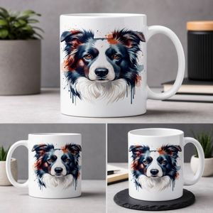 Water Color Collie Face Mug – Cute Collie Art Coffee Cup