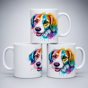 Water Color Beagle Face Mug | Cute Beagle Art Coffee Cup