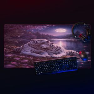 White Tiger Moonlit Mates Desktop Mat Aesthetic