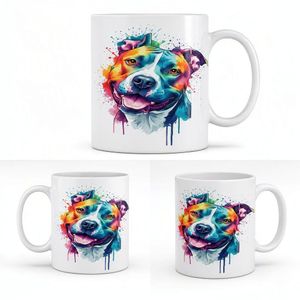 Water Color Pitbull Face Mug | Hand Painted Dog Gift