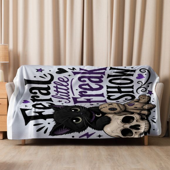 Feral Little Freak Show Sherpa Blanket – Cozy Chaos Vibes