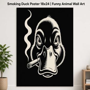 Smoking Duck Poster 18x24 – Funny Animal Wall Art