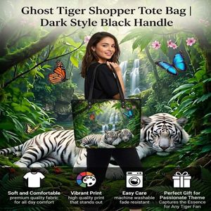 Ghost Tiger Shopper Tote Bag – Bold Dark Aesthetic