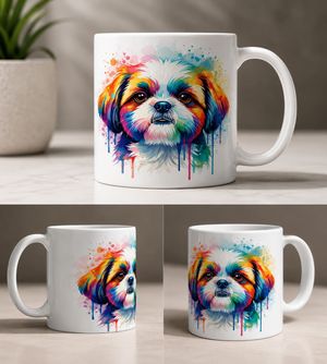 Watercolor Shih Tzu Face Mug for Dog Moms