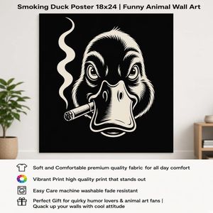 Smoking Duck Poster 18x24 – Funny Animal Wall Art