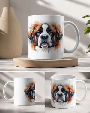 Watercolor Saint Bernard Face Mug | Dog Lover Gift