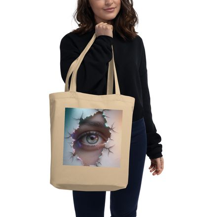 Through the Cracks: Surreal Eye Tote Bag