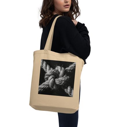 Knotted Rope Black and White Tote Bag