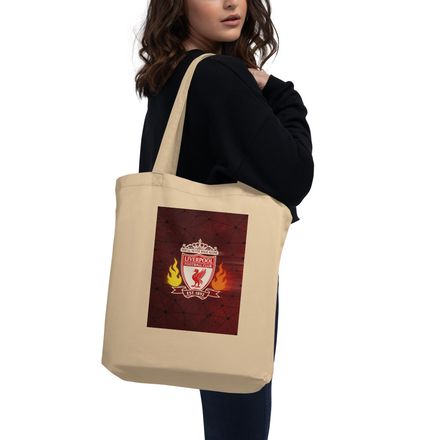 Red Fire Football Crest Tote Bag