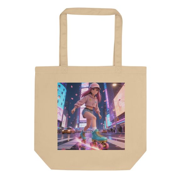 Neon Roller Skater Anime Tote Bag