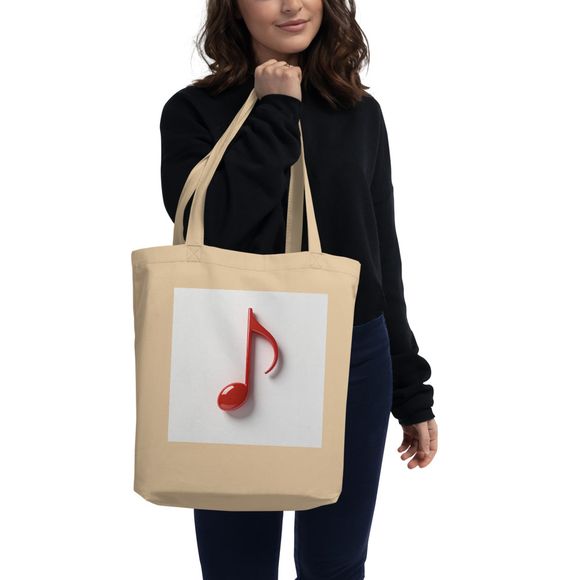 Bold Red Music Note Tote Bag