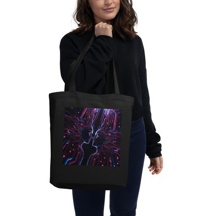 Digital Connection Neon Cyberpunk Tote Bag