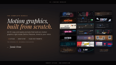 Motion Graphics Prompt Pack - 11 AI Prompts for DaVinci Resolve