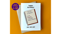 List of Phobias - Printable Birthday Card for Your Old Friend (PDF &amp; PNG) + Bonus Envelope Template