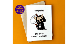 One Year Closer - Rude Printable Birthday Template (PDF &amp; JPG) + Bonus Envelope Template