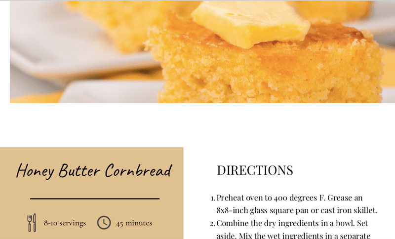 Honey Cornbread Recipe