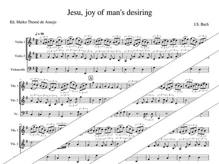 Jesu, Joy of Man's Desiring – 2 Violins + Cello Trio (PDF + MP3) – G major – J.S. Bach