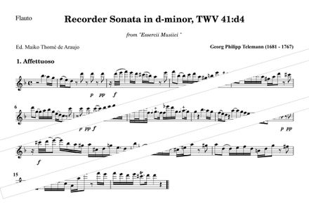 Telemann - Recorder Sonata - d-minor- TWV 41d4 - Recorder