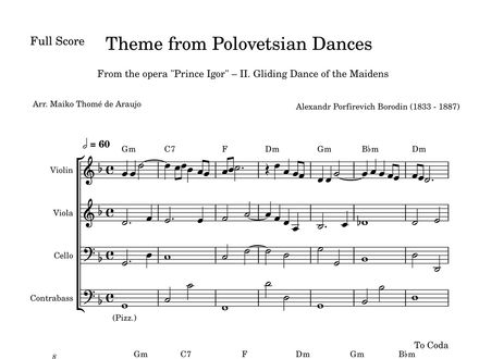 Theme from Polovetsian Dances (Borodin) – String Quartet (PDF + MP3) – G minor
