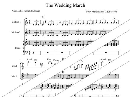 Wedding March – Violin Duet + Piano (PDF + MP3) – C major – Mendelssohn