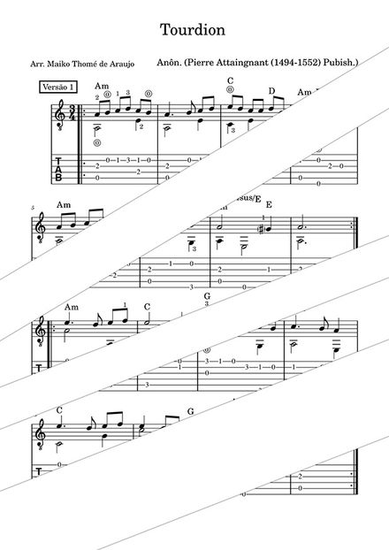 Tourdion - Solo Classic Guitar Sheet Music