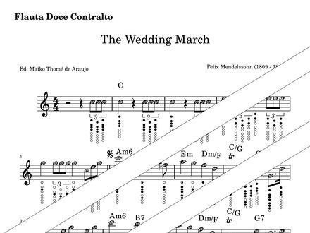 Wedding March – Alto Recorder/Sopranino + Chords &amp; Fingerings (PDF + MP3) – C major