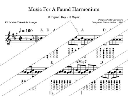 Music For A Found Harmonium – Tin Whistle and Chords with Tabs (PDF) – A major