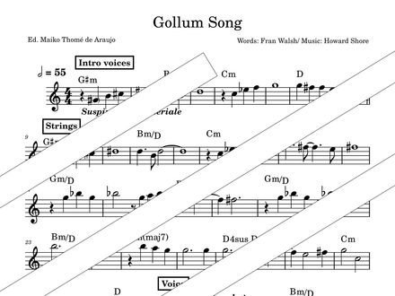 Gollum’s Song – Violin, Alto Recorder, Flute or Voice and Chords (PDF + MP3) – Original Key