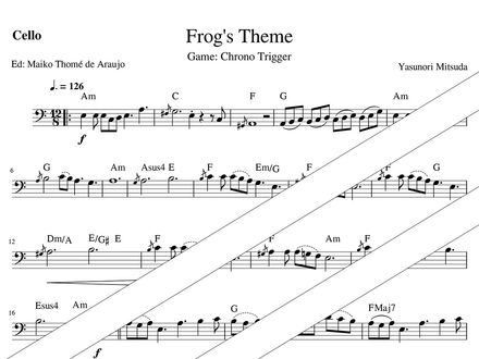 Frog's Theme (Chrono Trigger) – Cello + Chords (PDF + MP3) – A minor – Yasunori Mitsuda