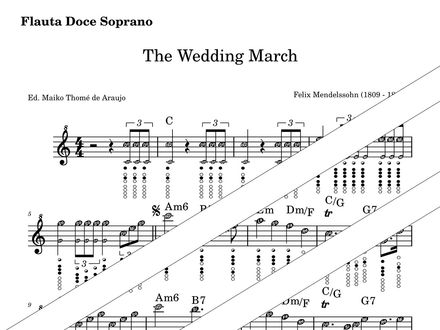 Wedding March – Soprano Recorder + Chords &amp; Fingerings (PDF + MP3) – C major