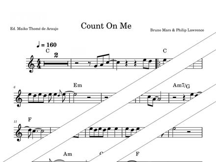 Count on Me (Bruno Mars) – Chorded Melody for Violin, Recorder or Flute (PDF + MP3) – C major