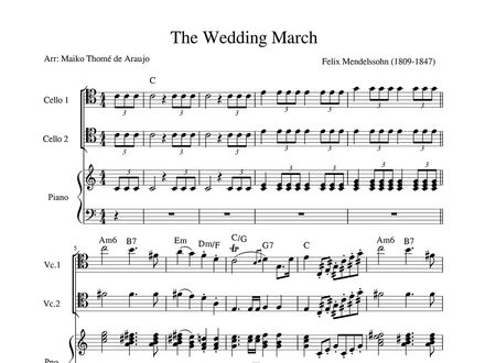 Wedding March – Advanced Cello / Cello Duo + Piano (PDF + MP3) – C major – Mendelssohn