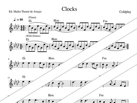 Clocks (Coldplay) – Violin (or other) and Chords (PDF) – E-flat major – Pop Song Lead Sheet