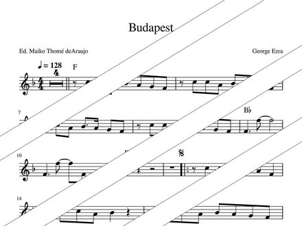 Budapest (George Ezra) – Chorded Melody for Violin, Recorder or Flute (PDF + MP3) – F major