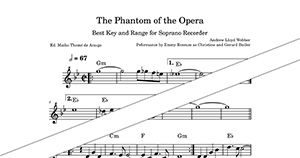 The Phantom of the Opera – Soprano Recorder and Chords (PDF) – Best Key and Range