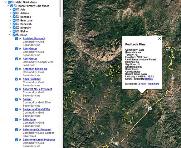 Idaho Gold Map