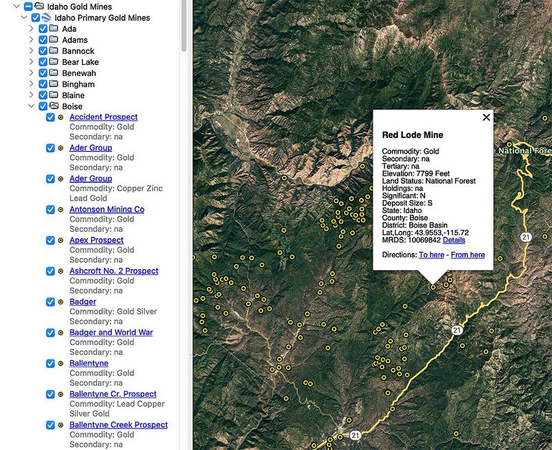 Idaho Gold Map