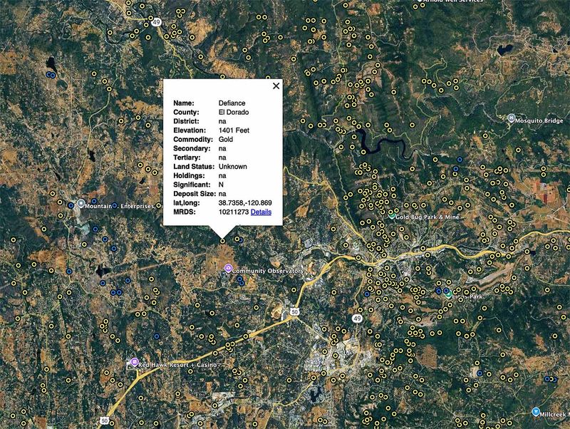 El Dorado County California Mine Discovery Tools