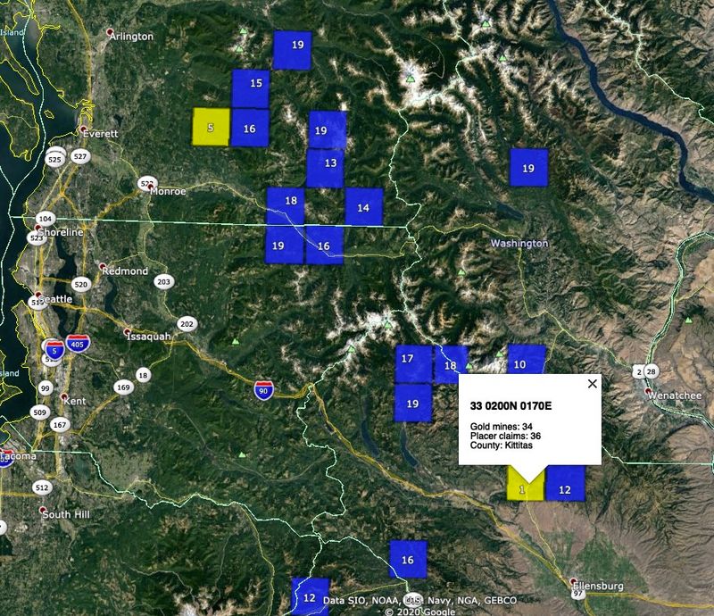 Washington Gold Map